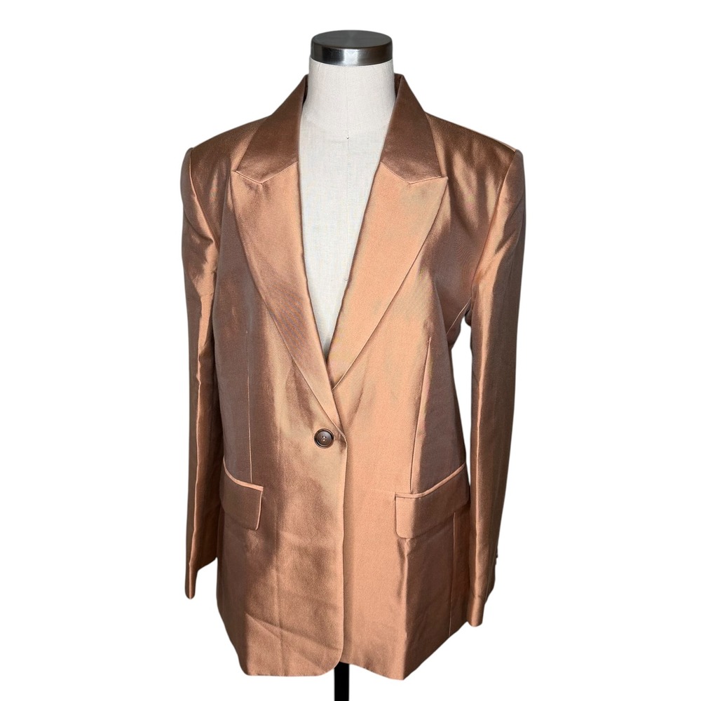 & OTHER STORIES Blazer Copper Silk Blend Atelier Women's Size 8 NEW Career